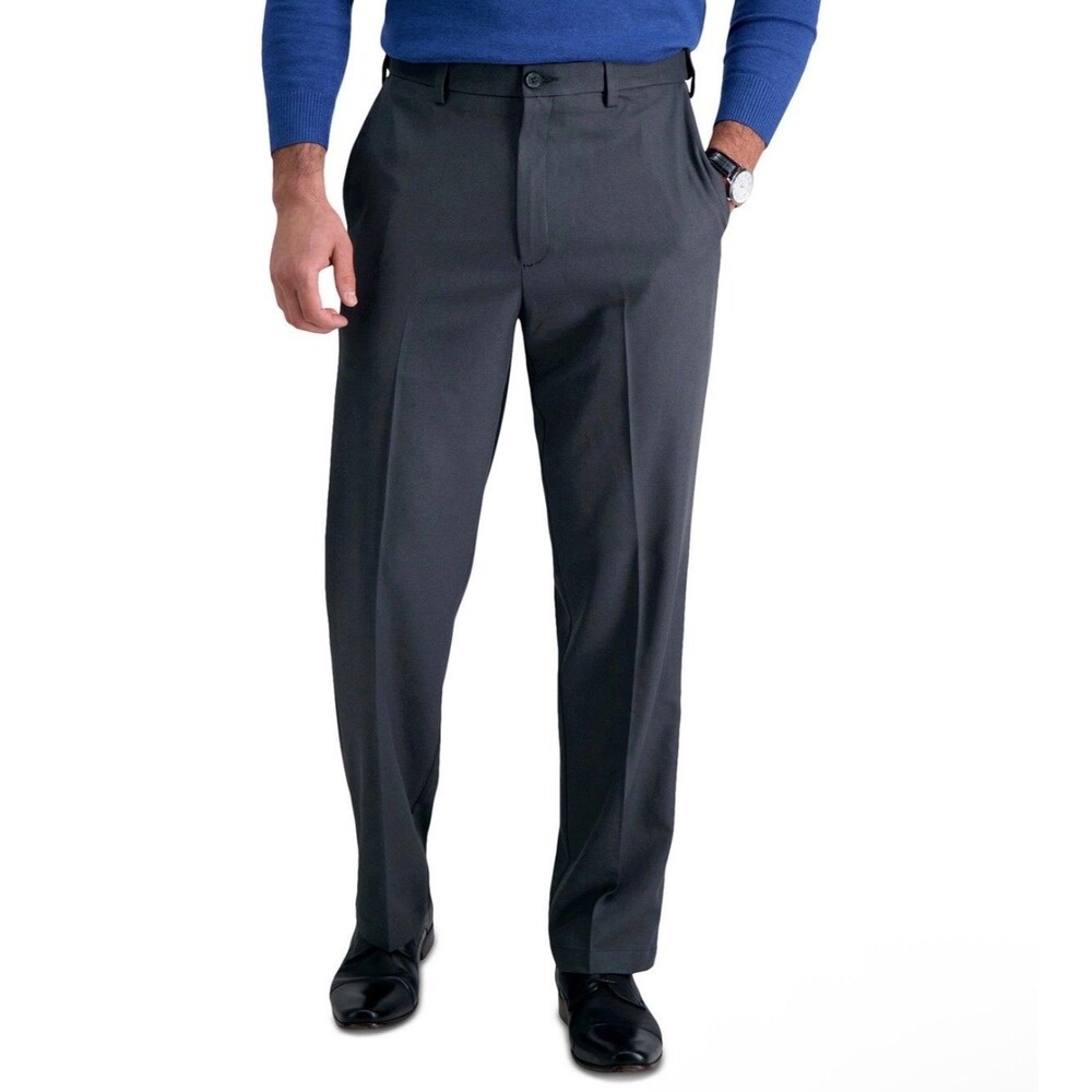 $70 NEW HAGGAR MENS 38X34 GRAY COOL 18 PRO CLASSIC TROUSERS DRESS PANTS SLACKS